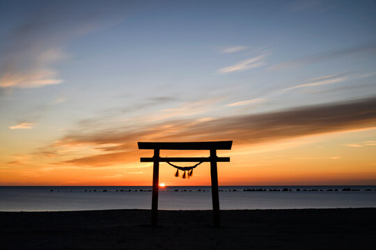 Torii gate at the beach, Shizuoka, Japan