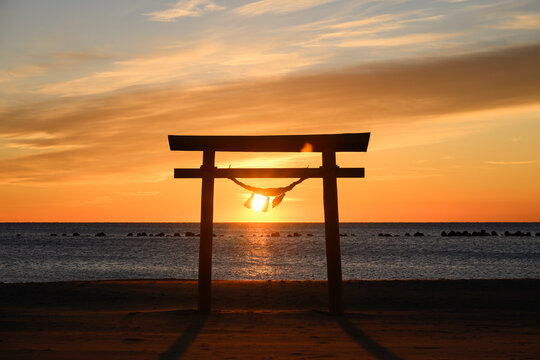Torii gate at the beach, Shizuoka, Japan