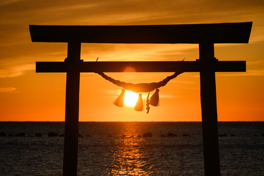 Torii gate at the beach, Shizuoka, Japan