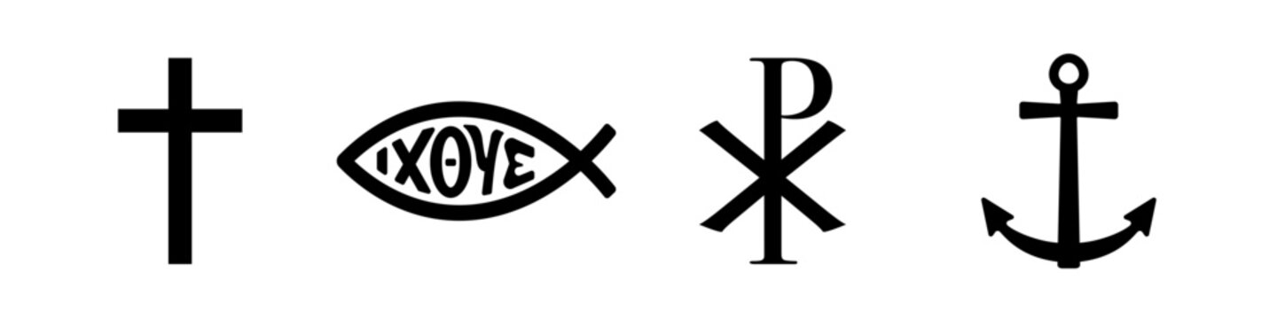 Ancient Christian symbols. Christianity symbols