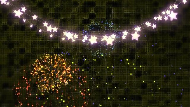 Animation of diverse particles forming dna strand over processing data on black background