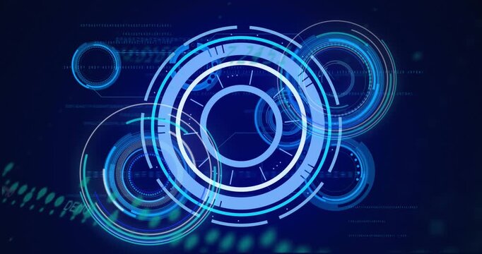 Animation of processing circles and graph on navy background