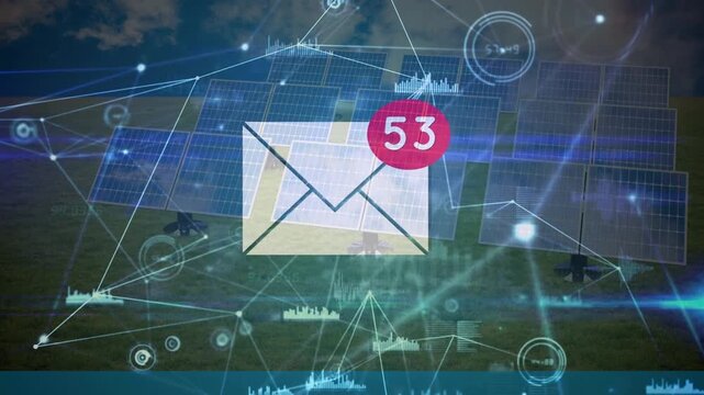 Animation of connections, email and solar panels