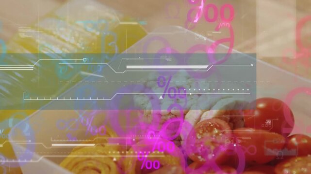 Animation of networks of connections and data processing over spain male and clouds