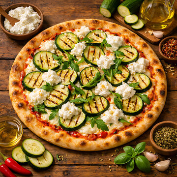 Zucchine e Ricotta Pizza with Grilled Zucchini, Creamy Ricotta and Mint