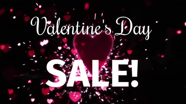 Animation of valentine's day sale text over pink hearts