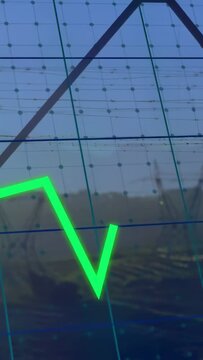 Vertical video: Transparent grid pane showing green zigzag moving after frame four mapping power