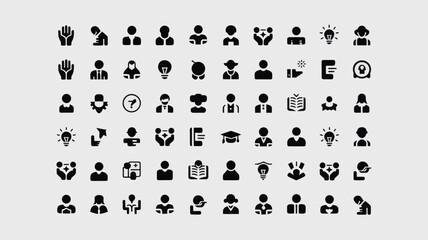 Fototapeta premium Set of 60 Black User Profile People Icons Vector