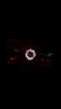 Vertical animation of futuristic HUD interface performing retinal scan of an eye for biometric security access