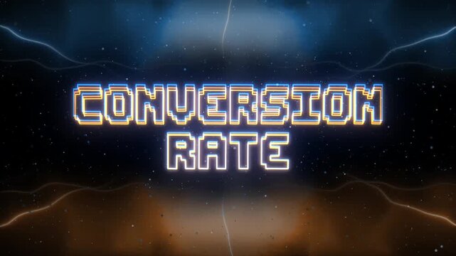 Conversion Rate Neon text with retro style background