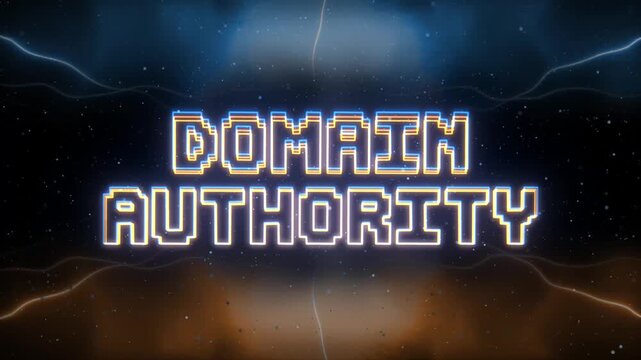 Domain Authority Neon text with retro style background