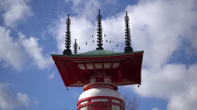 The Red Kotoku-in Yugi Pagoda in Aichi Prefecture, Japan