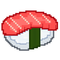 Obraz premium Sushi Pixel Art Icon Japanese Food Illustration