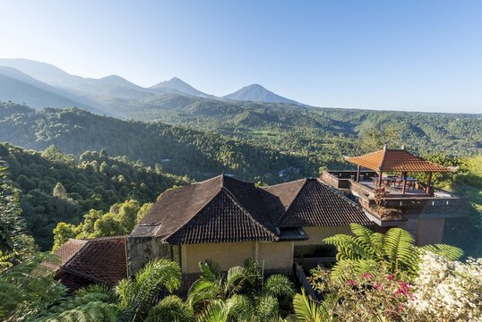 Overlooking rooftops and hills, Munduk, Bali, Indonesia