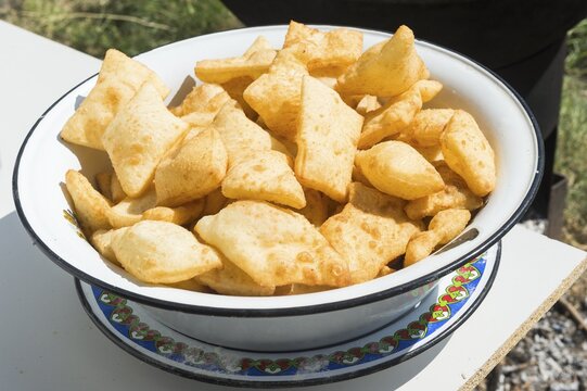 Plate of traditional local tandyr bread, Shymkent, South Region, Kazakhstan