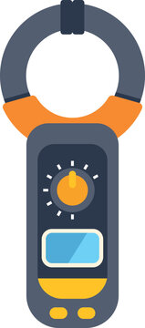 Clamp meter showing measurement of electricity, ampere, and voltage