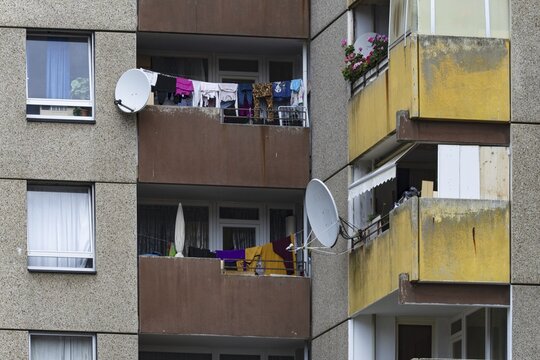 High-rise residential buildings, Chorweiler satellite town in Cologne, North Rhine-Westphalia, Germany