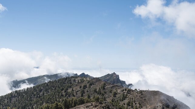Pico de las Nieves, lava landscape, Caldera de Taburiente National Park, Degollada del Barranco de la Madera, La Palma, Canary Islands, Spain
