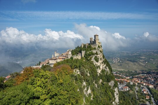 Torre Guaita or Rocca Guaita, old watchtower on the mountain Monte Titano, San Marino city, San Marino