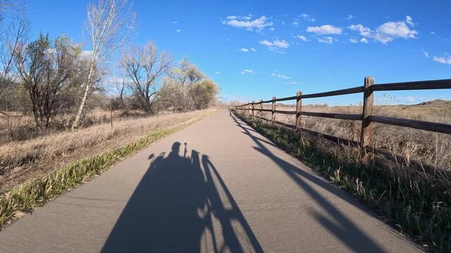 Immersive POV from recumbent trike ride on Poudre River Trail in northern Colorado near Windsor