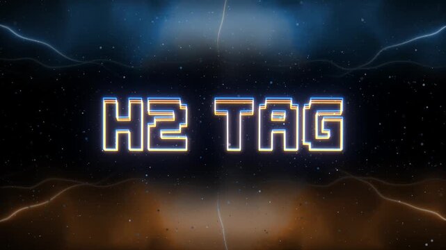 H2 Tag Neon text with retro style background
