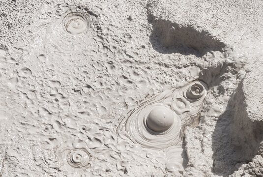 Mud pool, bubbling mud pot, hot spring, Te Puia, Whakarewarewa, Rotorua, New Zealand