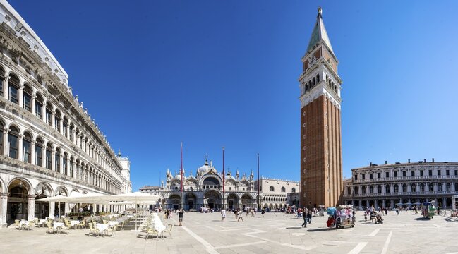 St. Mark's Square with Bell Tower, Campanile, Basilica of St. Mark, San Marco, Venice, Veneto, Italy