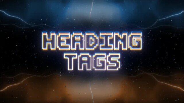 Heading Tags Neon text with retro style background