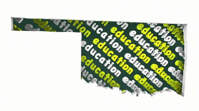 Oklahoma OK Education School Board District State Map Student Learning 3d Animation