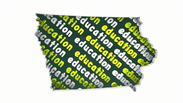 Iowa IA Education School Board District State Map Student Learning 3d Animation