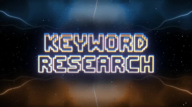 Keyword Research Neon text with retro style background
