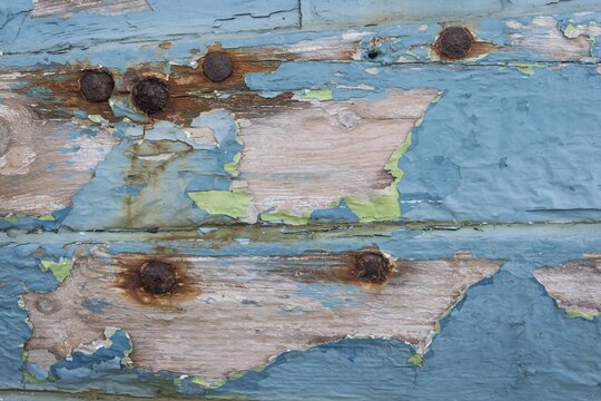 Rusty nails and peeling paint, Hofs&oacute;s, Northern Iceland, Iceland