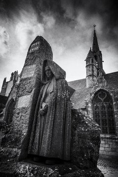 Monument to World War I at the church of Saint Nonna, Penmarc'h, D&eacute;partement Finist&egrave;re, France