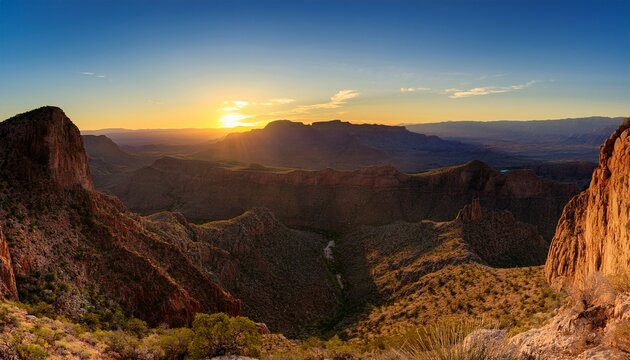 Panorama Of Sunset From The Sotol Vista In Big Bend