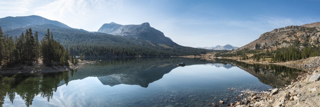 Mountains, landscape, Tioga Lake, Inyo National Forest, Mono County, California, USA