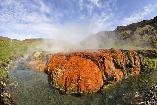 Colourful hot spring, Hengill geothermal area, Hverager&eth;i, Iceland, Atlantic Ocean
