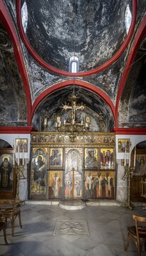 Greek Orthodox Church, interior with altar, Parikia, Paros, Cyclades, Greece