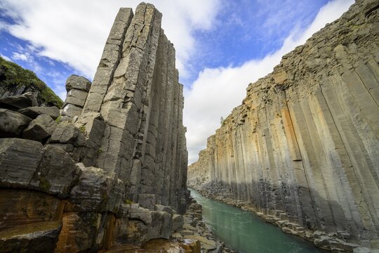 Basalt columns in Stu&eth;lagil Canyon, Egilssta&eth;ir, Austurland, Iceland