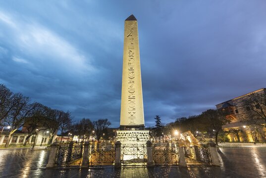 Antique Egyptian obelisk on Hippodrome of Constantinople or Sultan Ahmet Square, European side, Istanbul, Turkey