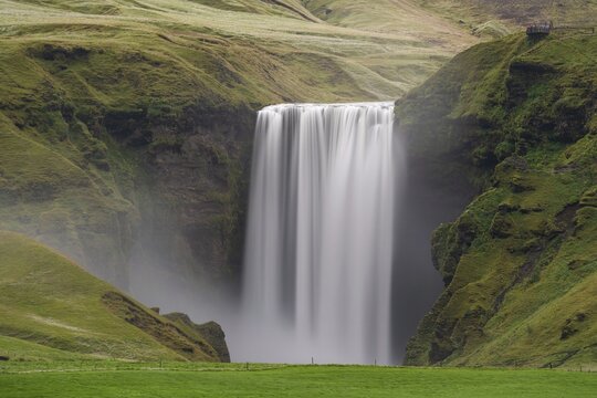 Sk&oacute;gafoss waterfall, Skogafoss, Skogar, ring road, Su&eth;urland, Sudurland, Southern Iceland, Iceland