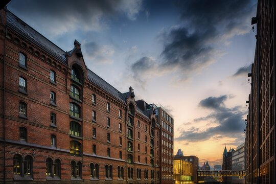 Speicherstadt Hamburg at the blue hour, Hamburg, Germany