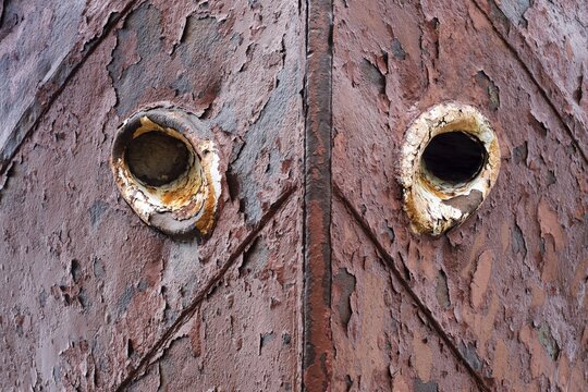 Rusty bow, shipwreck, Patreksfjoerdur Fjord, Westfjords or West Fjords, Iceland, Europe