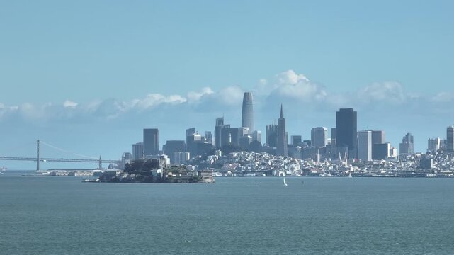 San Francisco California Skyline With Alcatraz in view