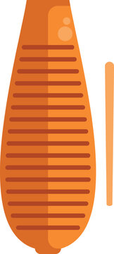 Colorful flat illustration of a latin percussion guiro with stick on a white background