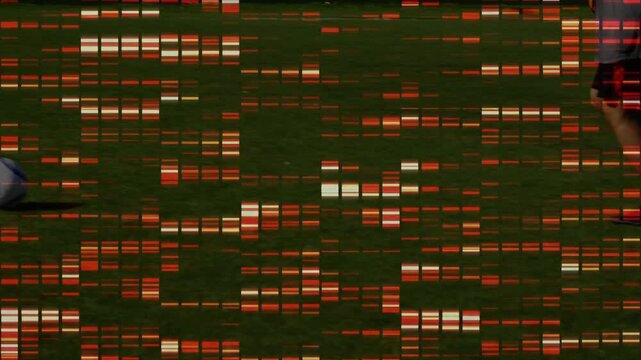 Animation of digital interface over football players