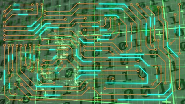 Animation of processor socket and data processing over white background