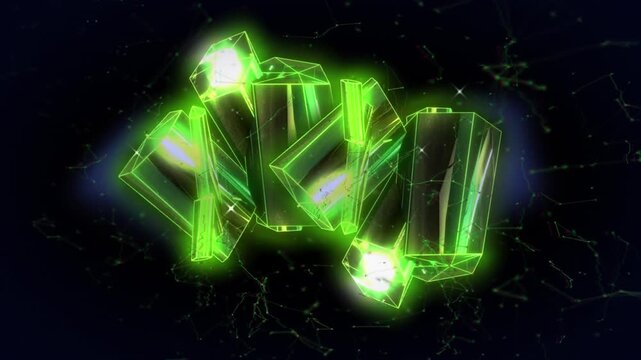 Animation of crystals over moving shapes