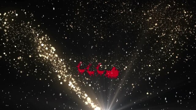 Animation of snow falling over microphone with dots on dark background