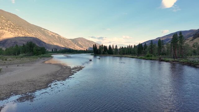 The Similkameen River runs through southern British Columbia, Canada, eventually discharging into the Okanogan River near Oroville, Washington, in the USA.