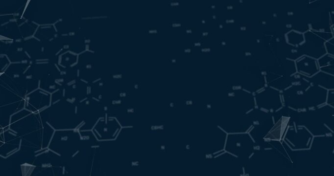 Animation of shapes over chemical formula on black background